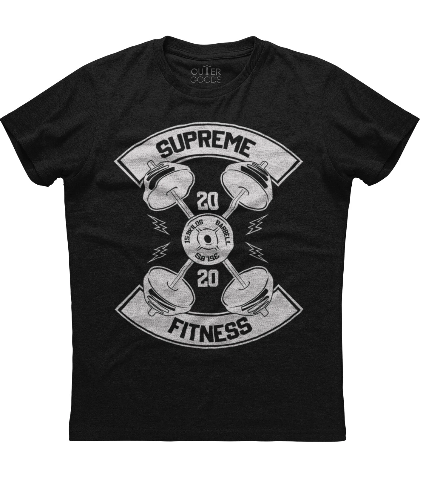 T shirt homme à manches courtes Supreme Fitness 20 20 neuf coton noir