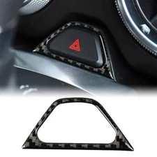 Real Carbon Fiber Hazard Warning Light Button Frame Trim Cover Fits 16-24 Camaro