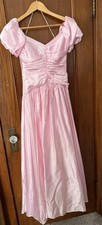 Vintage 80s 90s Pink Puff Sleeve Satin Custom Made Formal/Ball Gown Prom Dress