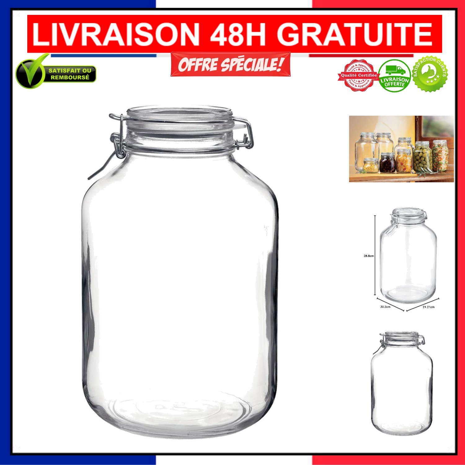 Bocal de stockage Fido Bormioli 5L en verre pour protéger vos aliments de l'humidité