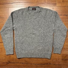 O  Connell Sweater Black Mens M Gray 100 Pure New Wool Made In Scotland Retro