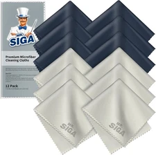 MR.SIGA Premium Microfiber Cleaning Cloths for 12 Pack-6 X 7 inch, Navy/Gray 