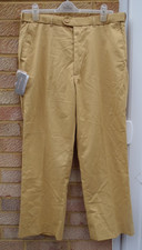 PETER CHRISTIAN Mustard Yellow Flat Front Classic Leg Chinos - W38" L28" - NEW