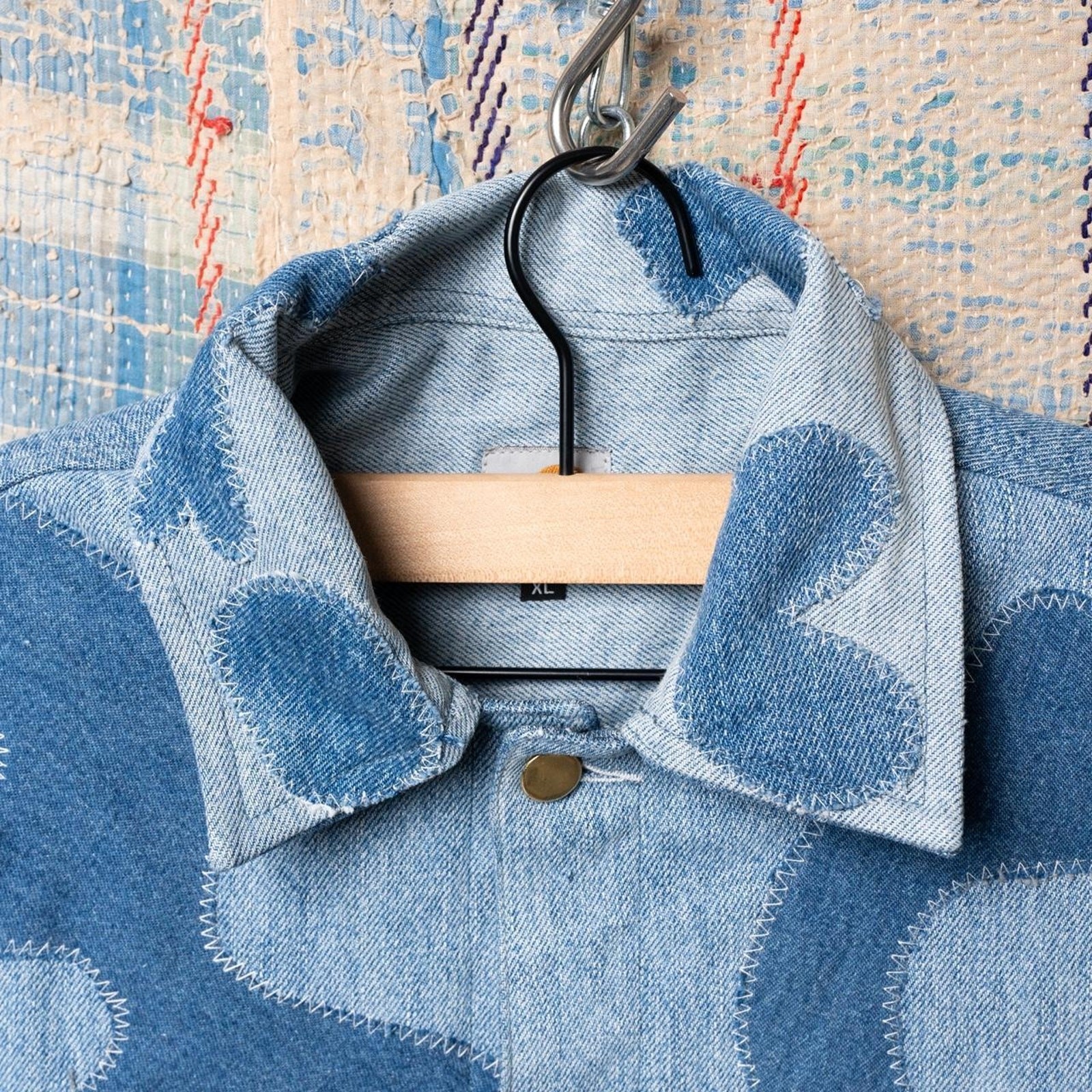 Upcycled patchwork denim jacket - image 3