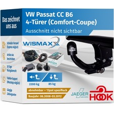 Anhängerkupplung Hook für VW Passat CC B6 08-12 abnehmbar vertikal E-Satz 13pol