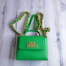 Steve Madden Crossbody Bag Green With Gold Chain  Logo New Without Tags