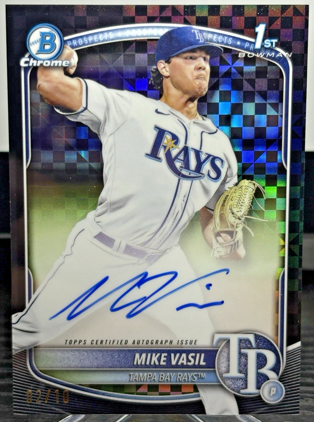 2025 Bowman Chrome - Mike Vasil 1st Black X-Fractor Auto /10 White Sox/Rays #MV