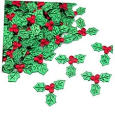 100pcs Mini Triple Leaf Holly Berries, Christmas Simulation Holly Berries