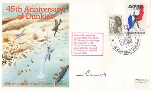 WW2 Panzer Division commander Hans von Luck signed Dunkirk cover
