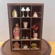 Vtg Country Farmhouse Wooden Shadow Box Curio...
