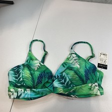 Top de bikini de natación Lauren Ralph Lauren 14 palmeras cartago torcido tropical con aros