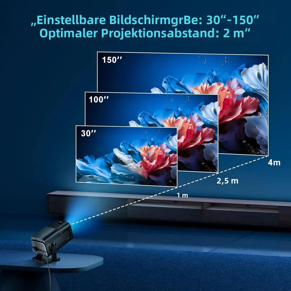 Mini Beamer tragbar mit 4K Decoder, Bluetooth, Airplay & HDMI, für Handy - Bild 4 von 4