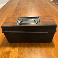 Sentry Audio Cassette Storage Box Rigid Plastic w/ Handle, Dividers Black/Brown