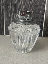 Vintage Lead Crystal Table Top Butane Lighter Japan Heavy Gem Diamond Shape