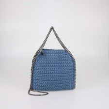 Mini borsa Falabella Stella McCartney blu in tessuto all'uncinetto