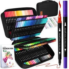 120 Colors Dual Tip Brush Pens Art Markers for Adult Coloring Books, Artist D...