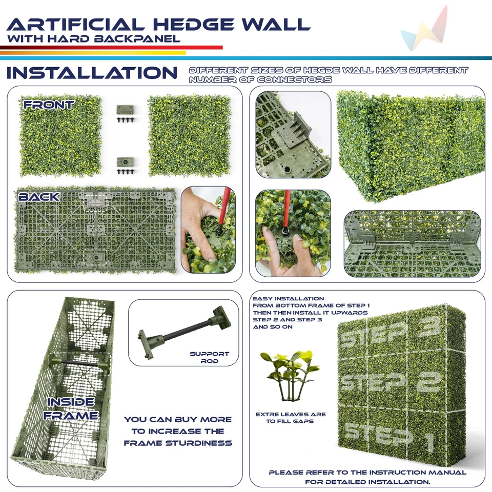 Pared de seto de boj artificial verde césped falso exterior partición decoración de pared Foto 4 de 4