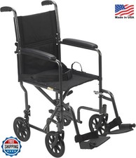 Drive Medical TR37E Lightweight Folding Transport Wheelchair 8in Wheels