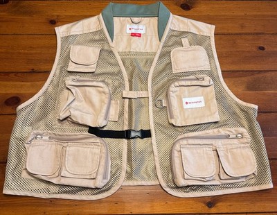 REDINGTON Fly Fishing Vest Mesh Safari Tan Green Outdoor Clark Fork Men's L/XL