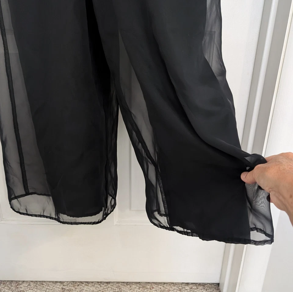 Mono De Colección Para Mujer TALLA 3/4 Vacaciones Evento Pierna Ancha Terciopelo Cachicho Negro Foto 4 de 4