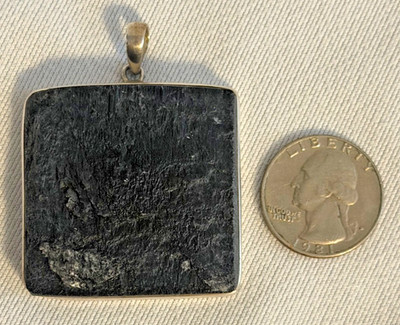   Schwarzer Turmalin Sterling Silber Anhänger roh ungeschliffen GROSSER Energie Stein 40g  