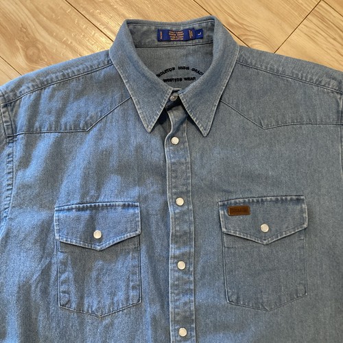 Pendleton Salt Creek Denim Shirt Mens L Blue Pearl Snap High Grade Western Wear - Picture 3 of 12