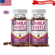 2x Milk Thistle Supplement for Liver Detox and Cleanse 1000mg, Milk Thistle Extr