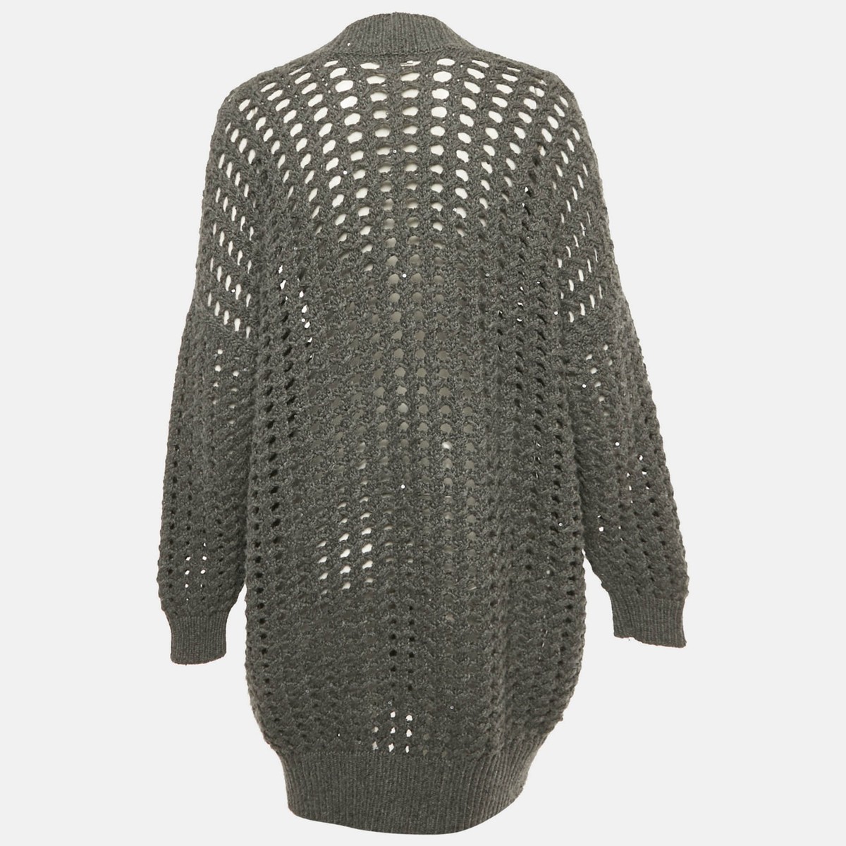 Brunello Cucinelli Grey Sequin Open Knit Cardigan S | eBay