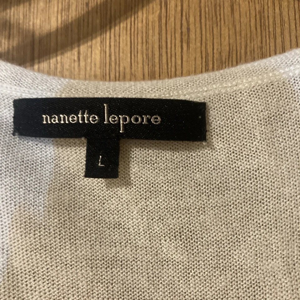 Nanette Lepore Cream Silk Linen Blend Ruffle Knit Dress Size L Dsm - Image 3 of 4