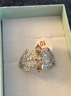 Bomb Party Ring Size 10 Smokey Topaz CZ Rhodium Plating — photo 1