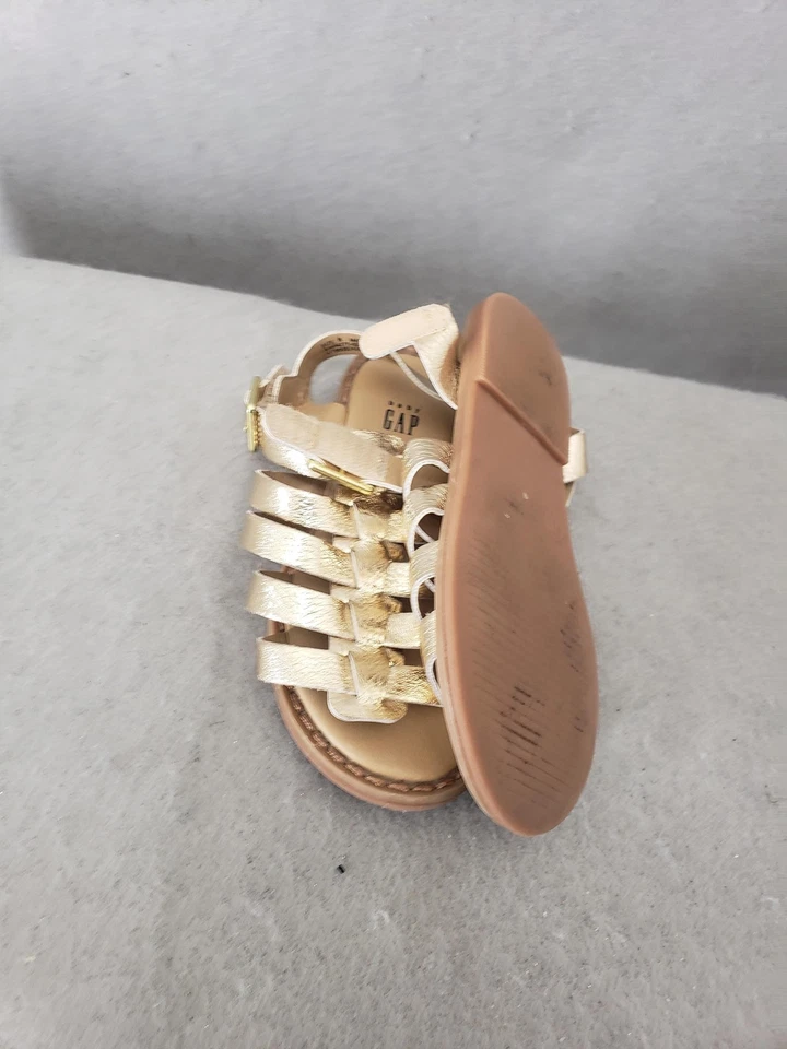 Baby Gap Gladiator Sandals Toddler 8 Gold Metallic Strap Buckle Summer Shoes - Image 4 of 4