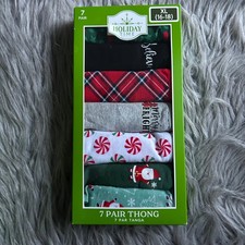 Holiday Time Christmas Thongs Womens Size XL 16-18 Panties 7 Pair Underwear