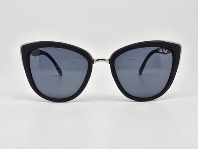 Quay Australia My Girl Black Silver Frame Smoke Grey Lens Cat Eye Sunglasses
