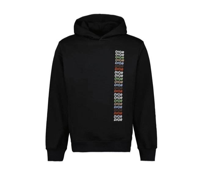 NWT Dior Homme Black/Multicolor Logo Printed Long-Sleeved Hoodie