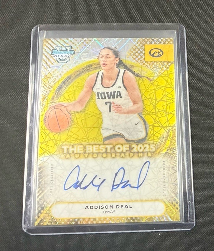 2025-26 Bowman Best University Addison Deal Best Of 2025 Yellow Lazer Auto /75