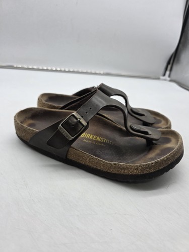 Birkenstock Gizeh Sandals Womens Size 36 Leather Thong Cork Footbed Made Germany