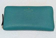 KATE SPADE NY Spencer Zip Around Continental SAFFIANO LEATHER Wallet TURQUOISE