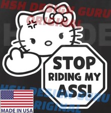 Car Window Vinyl Decal Sticker Hello Kitty Stop Riding My Die-cut Graphic 2