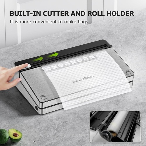 Sigillante sottovuoto cucina bonsen sigillante per alimenti in acciaio inox con 8 in 1 - Foto 2 di 8