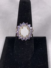 10 Karat Gold Opal Blautopas Ring Größe 7,5 Vintage 4,17 g