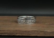 Celtic Design Anxiety Silver Spinner Ring For Women Fidget Band Jewelry B#066