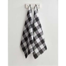Juego de 2 toallas de cocina de lino Buffalo Check de 16,5 x 26,5 pulgadas con lazo colgante