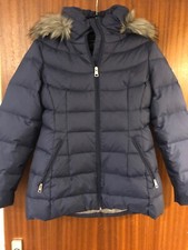 Women's Size M Andrew Marc Jacket With Fur Hood Hip Length Blue New