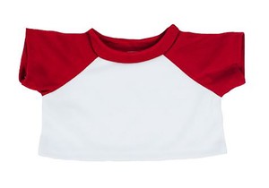 white t shirt with red sleeves
