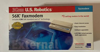 3COM U.S. Robotics 5686 56K X2 External Modem | Super Rare New In Unopened Box