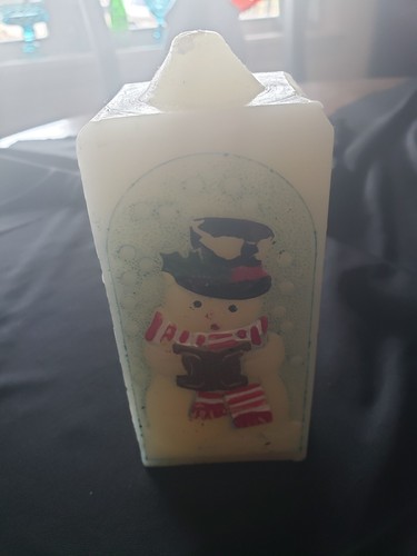 VTG Snowman and Cheer Square Candle aka Attic Angel - Picture 2 of 5