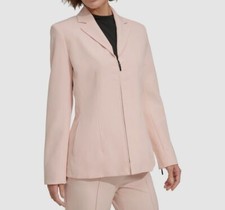 DKNY Women's Pink Solid Long Sleeve Zip-Front Blazer Jacket Size 8