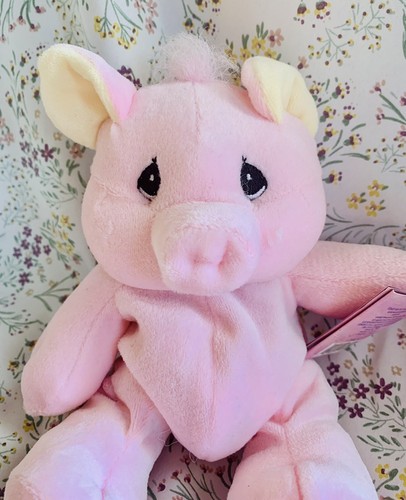 Vintage Enesco Precious Monents Tender Tails Pig Plush Bean Bag NWT 90s - Picture 2 of 11