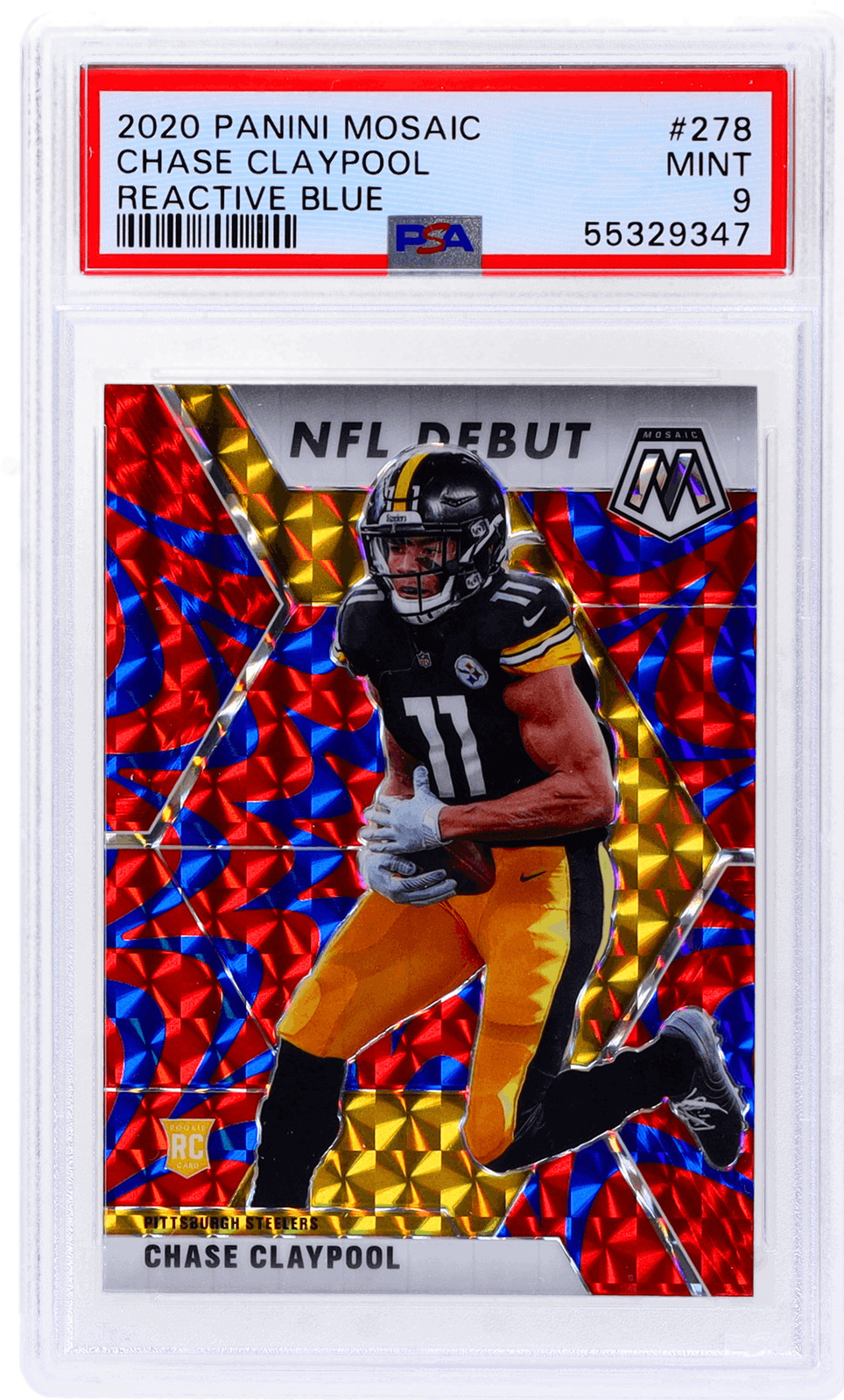 2020 Panini Mosaic Chase Claypool Reactive Blue Mosaic #278 PSA 9 Rookie RC