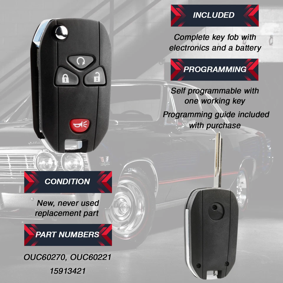 2 Key Fob for 09 2010 2011 2012 2013 Chevrolet Silverado 1500 2500 3500 15913421 Foto 4 de 4